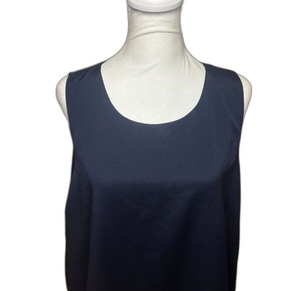 Lauren Ralph Lauren Navy Blue Tank Top Layered Blouse Womens Designer - Picture 2 of 8